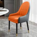 Faux Leather Dining Chair Color Block Sloped Arm with Metal Legs