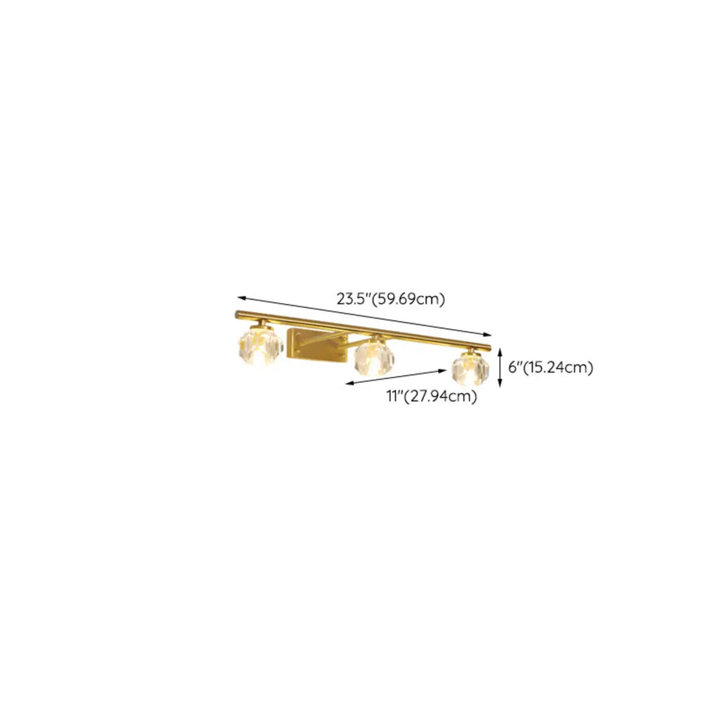 Elegant Linear Globe Brass Crystal Vanity Lights in Multi-Light