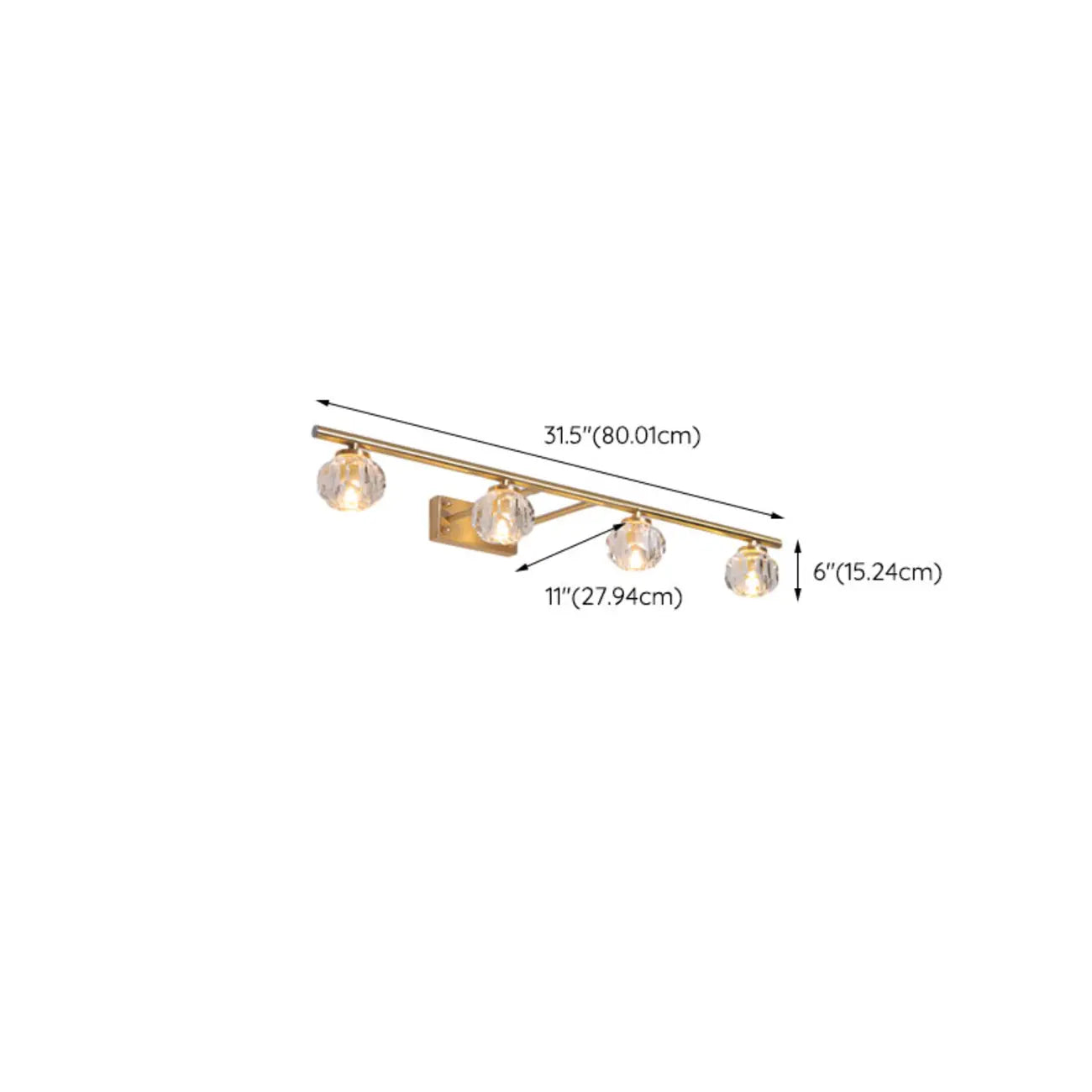 Elegant Linear Globe Brass Crystal Vanity Lights in Multi-Light