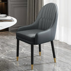 Faux Leather Dining Chair Color Block Sloped Arm with Metal Legs