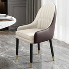 Faux Leather Dining Chair Color Block Sloped Arm with Metal Legs