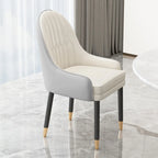 Faux Leather Dining Chair Color Block Sloped Arm with Metal Legs