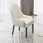 Faux Leather Dining Chair Color Block Sloped Arm with Metal Legs