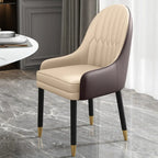 Faux Leather Dining Chair Color Block Sloped Arm with Metal Legs