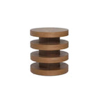 Living Room Black Circular Stacked Wood Side Table