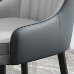 Faux Leather Dining Chair Color Block Sloped Arm with Metal Legs