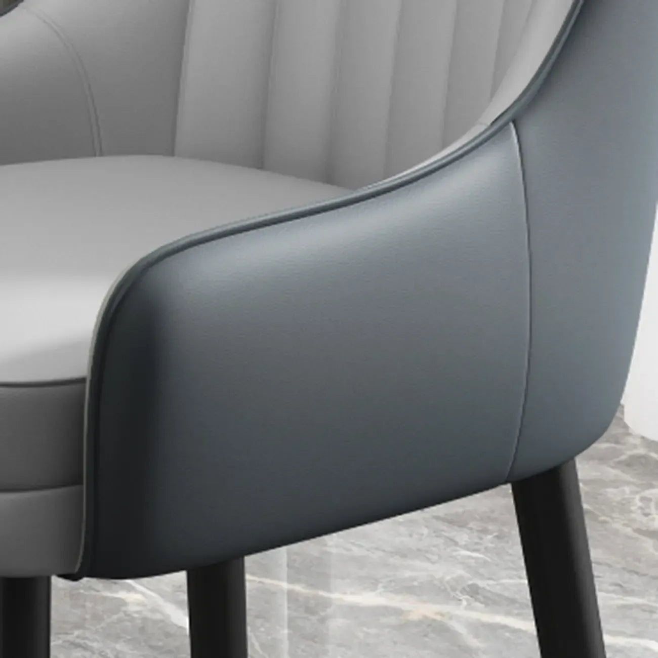 Faux Leather Dining Chair Color Block Sloped Arm with Metal Legs
