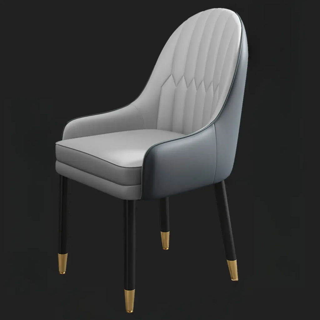 Faux Leather Dining Chair Color Block Sloped Arm with Metal Legs