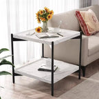 Glam 2-Tier Solid Wood End Table with Storage for Living Room
