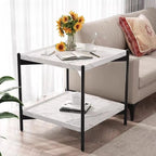 Glam 2-Tier Solid Wood End Table with Storage for Living Room