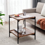 Glam 2-Tier Solid Wood End Table with Storage for Living Room