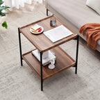 Glam 2-Tier Solid Wood End Table with Storage for Living Room
