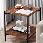 Glam 2-Tier Solid Wood End Table with Storage for Living Room