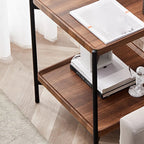 Glam 2-Tier Solid Wood End Table with Storage for Living Room