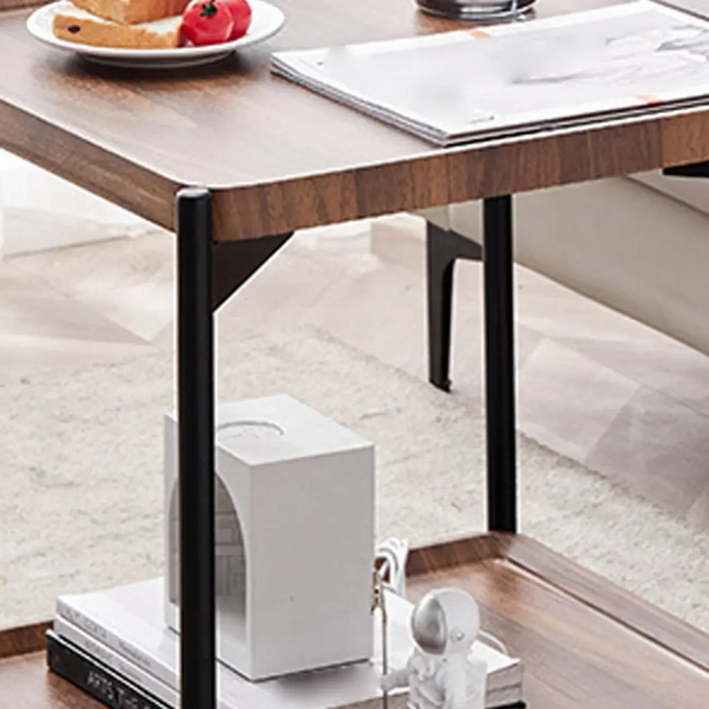 Glam 2-Tier Solid Wood End Table with Storage for Living Room