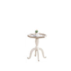 Glam White Wooden Accent Side Table with Tray Top for Bedroom