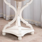 Glam White Wooden Accent Side Table with Tray Top for Bedroom