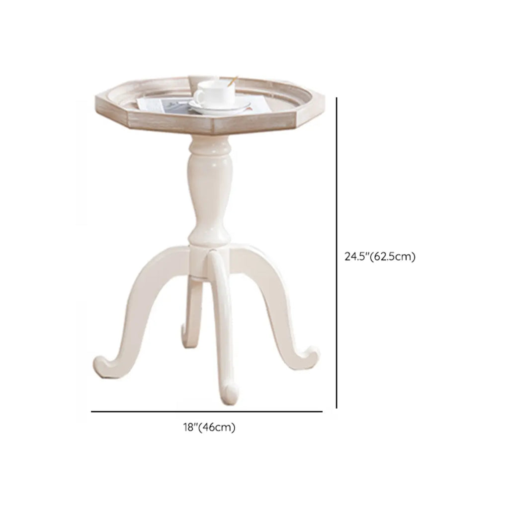 Glam White Wooden Accent Side Table with Tray Top for Bedroom