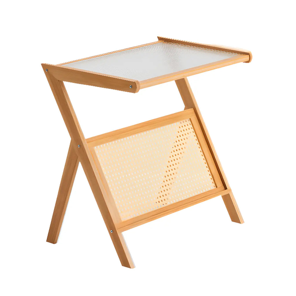 Elegant Wooden Foldable Rack Side Table for Living Room