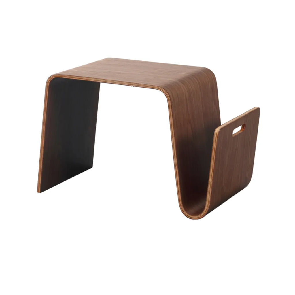 Unique Natural Wooden Side Table with Magazine Rack