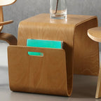 Unique Natural Wooden Side Table with Magazine Rack