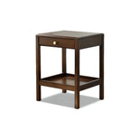 Retro Wooden Brown Side Table with Drawer for Bedroom