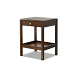 Retro Wooden Brown Side Table with Drawer for Bedroom