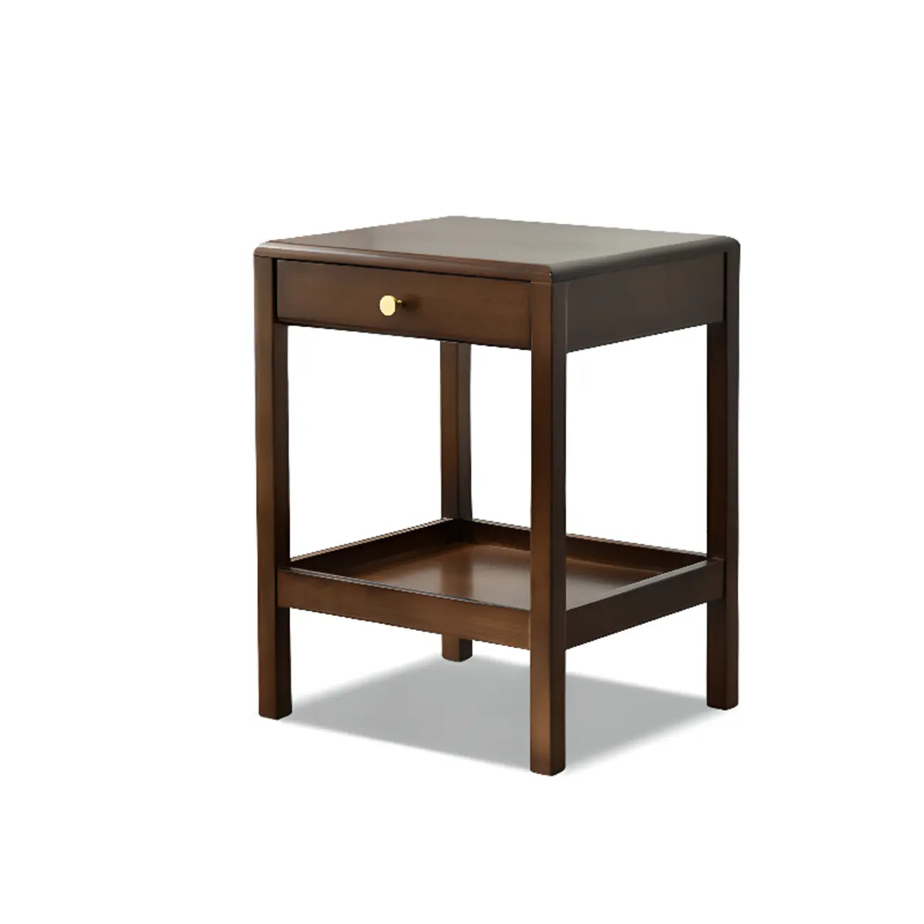 Retro Wooden Brown Side Table with Drawer for Bedroom