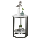 Modern Gold Metal Round 2 Tiers Side Table for Living Room