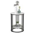 Modern Gold Metal Round 2 Tiers Side Table for Living Room