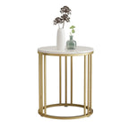 Modern Gold Metal Round 2 Tiers Side Table for Living Room