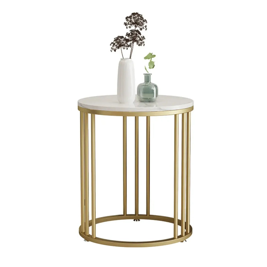 Modern Gold Metal Round 2 Tiers Side Table for Living Room