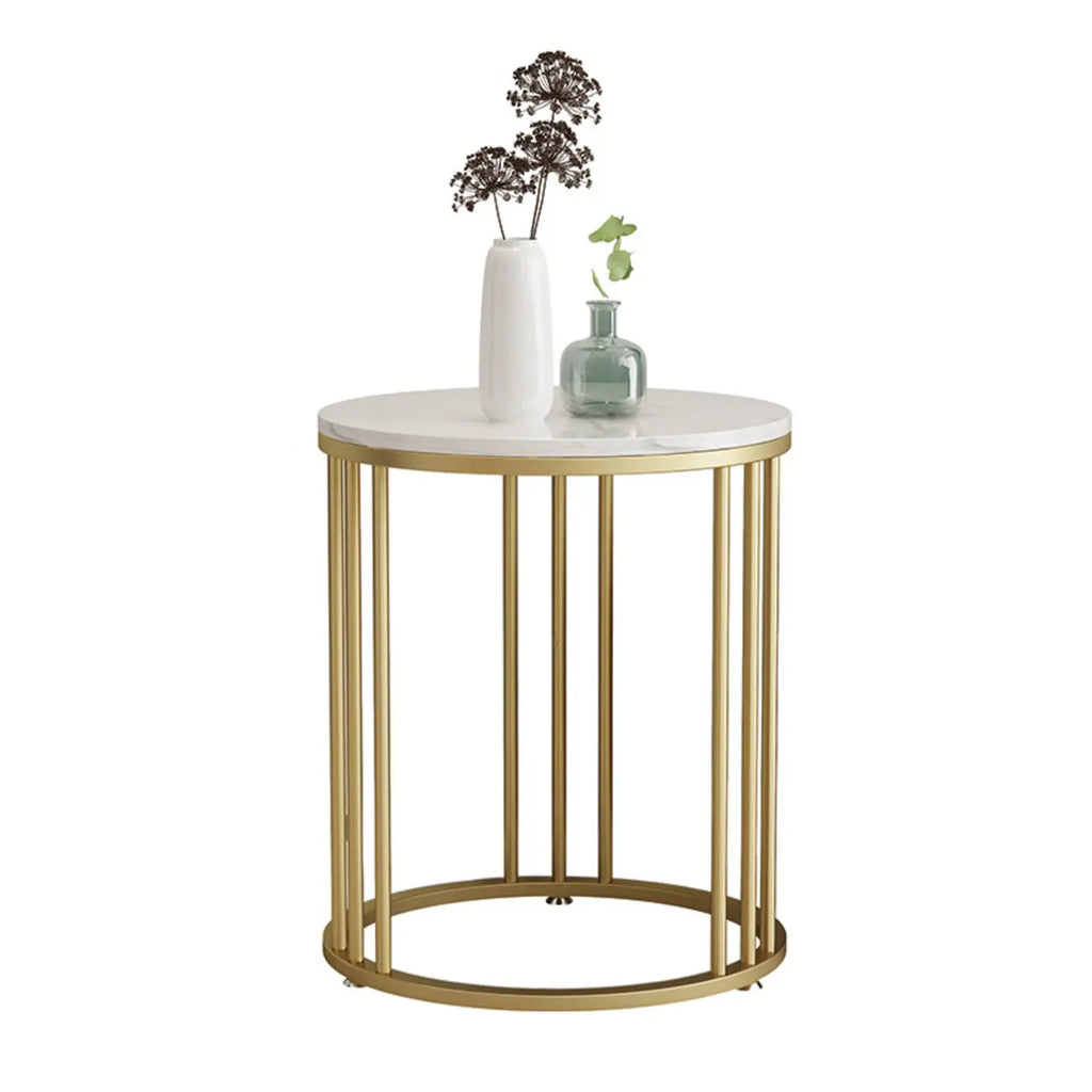 Modern Gold Metal Round 2 Tiers Side Table for Living Room