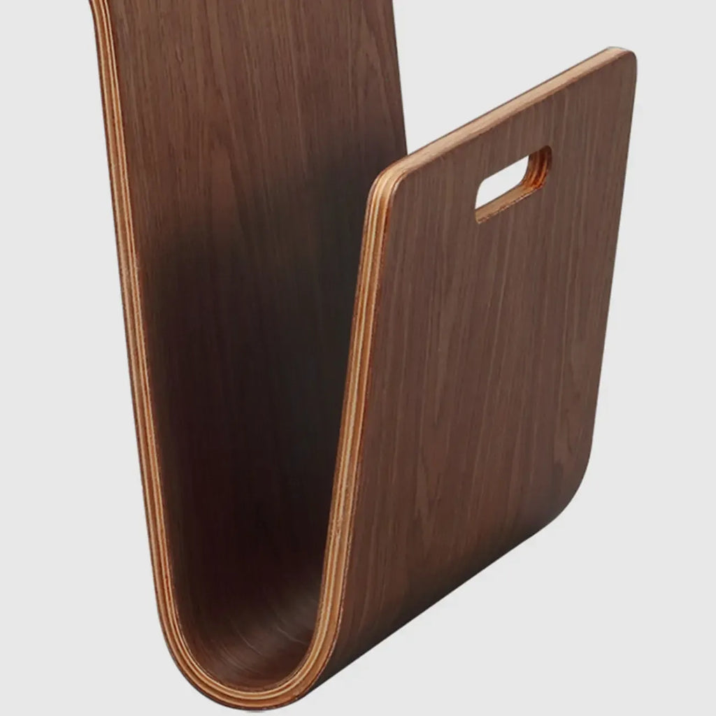 Unique Natural Wooden Side Table with Magazine Rack