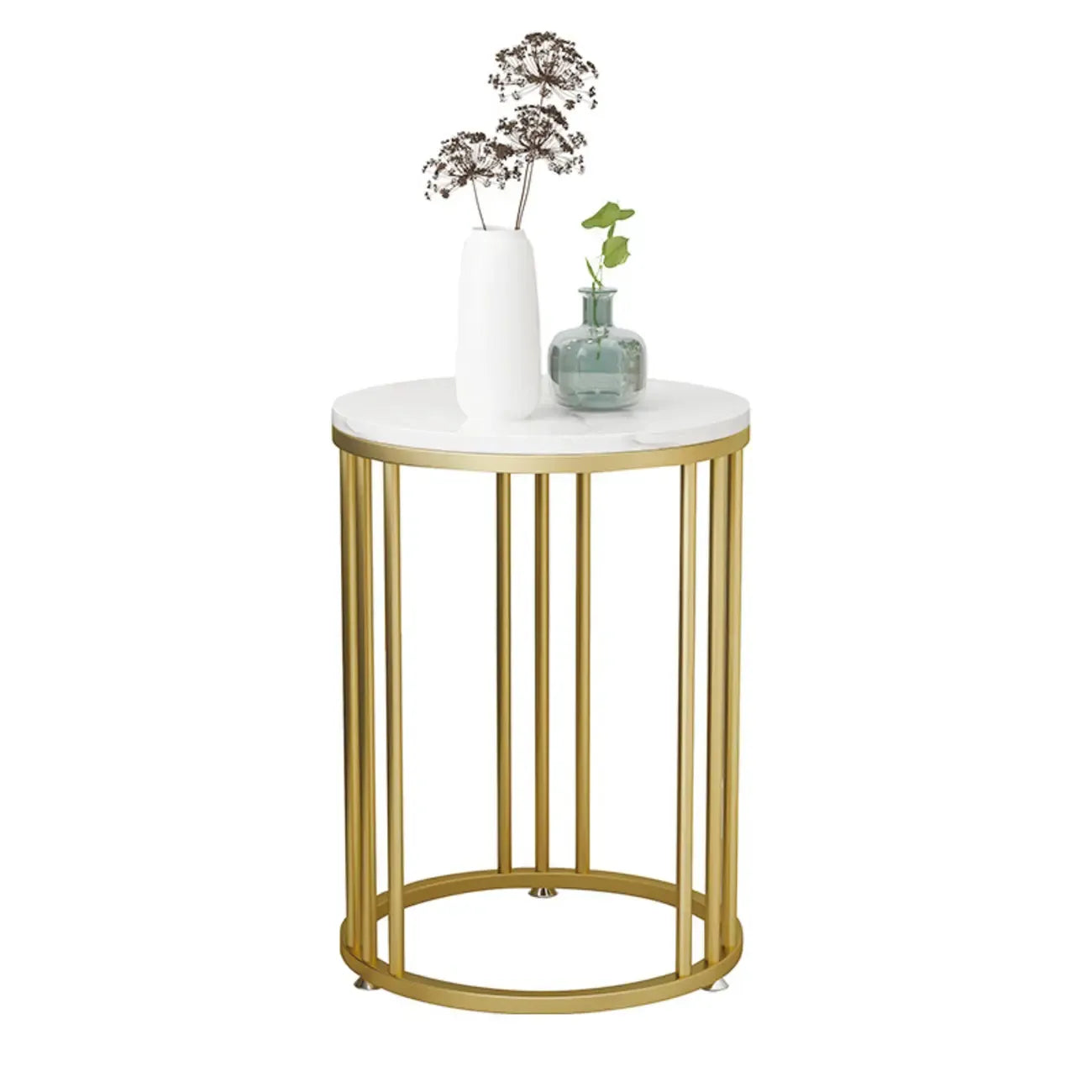 Modern Gold Metal Round 2 Tiers Side Table for Living Room