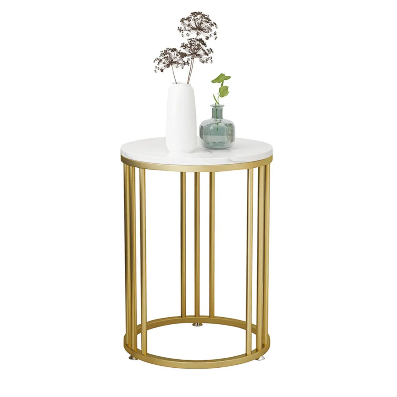 Modern Gold Metal Round 2 Tiers Side Table for Living Room