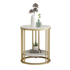 Modern Gold Metal Round 2 Tiers Side Table for Living Room