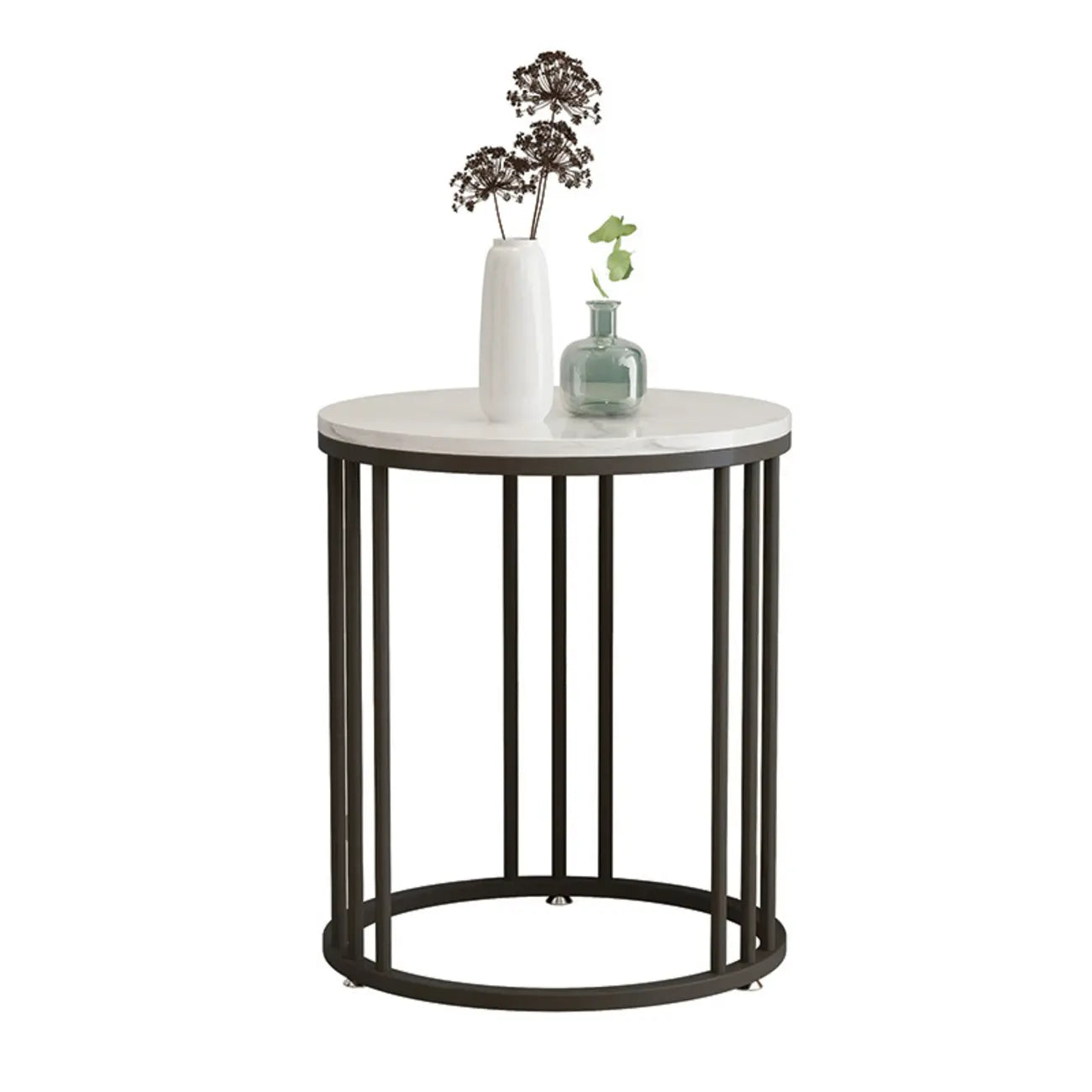 Modern Gold Metal Round 2 Tiers Side Table for Living Room