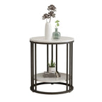 Modern Gold Metal Round 2 Tiers Side Table for Living Room