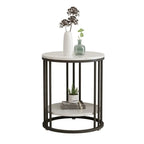 Modern Gold Metal Round 2 Tiers Side Table for Living Room