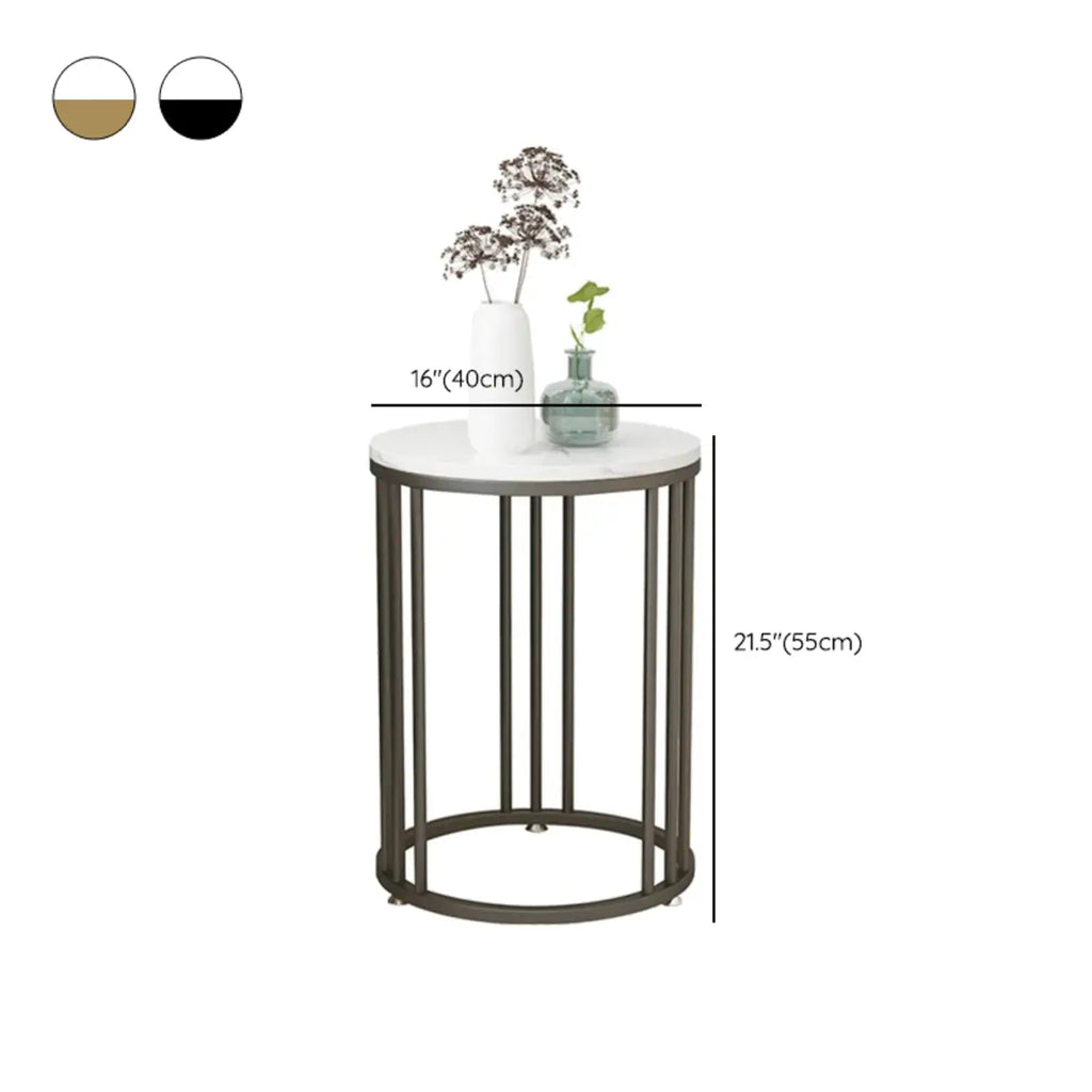 Modern Gold Metal Round 2 Tiers Side Table for Living Room