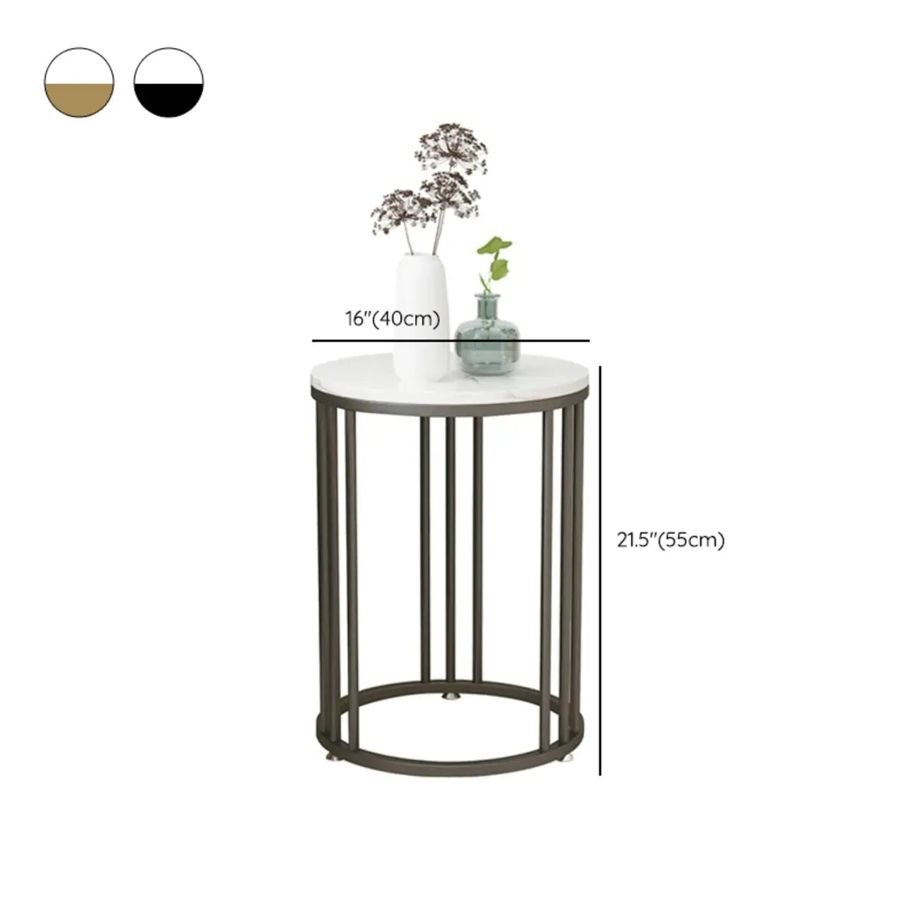 Modern Gold Metal Round 2 Tiers Side Table for Living Room