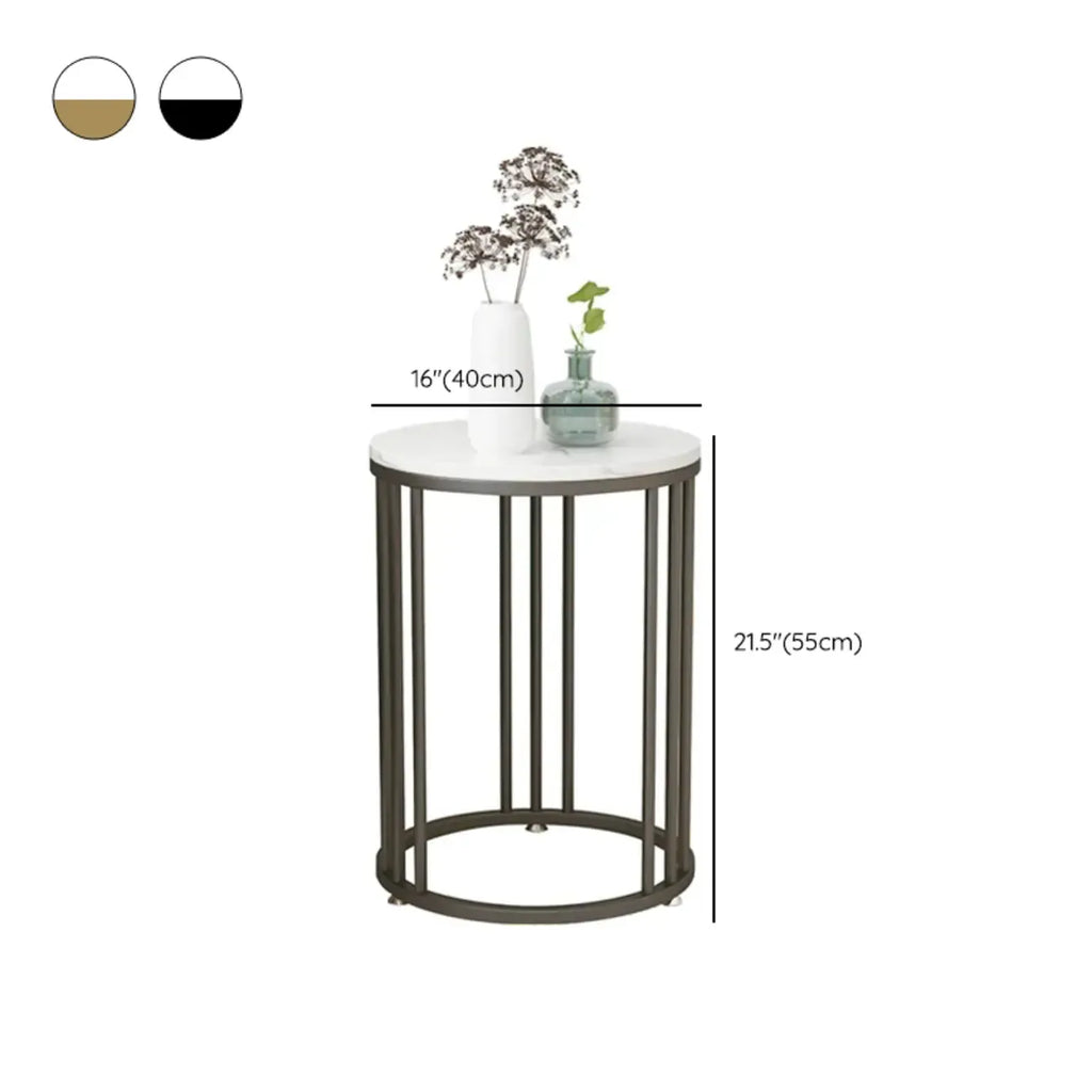 Modern Gold Metal Round 2 Tiers Side Table for Living Room