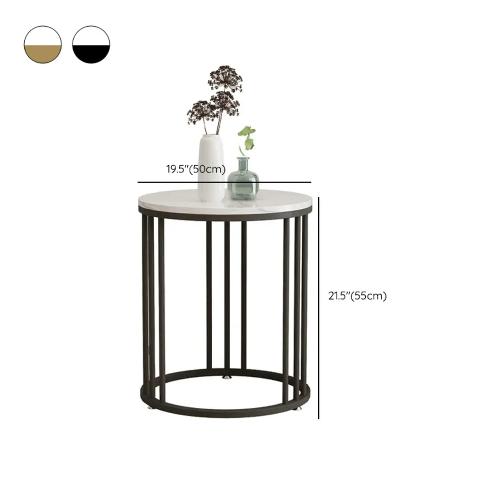 Modern Gold Metal Round 2 Tiers Side Table for Living Room