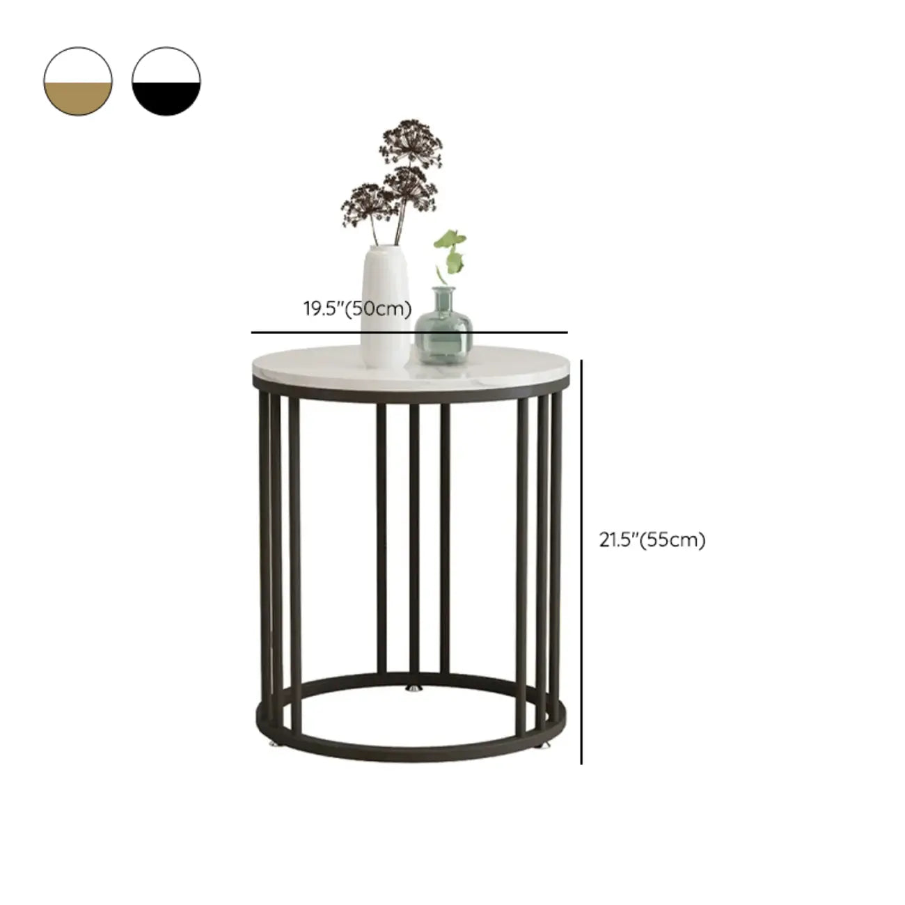 Modern Gold Metal Round 2 Tiers Side Table for Living Room