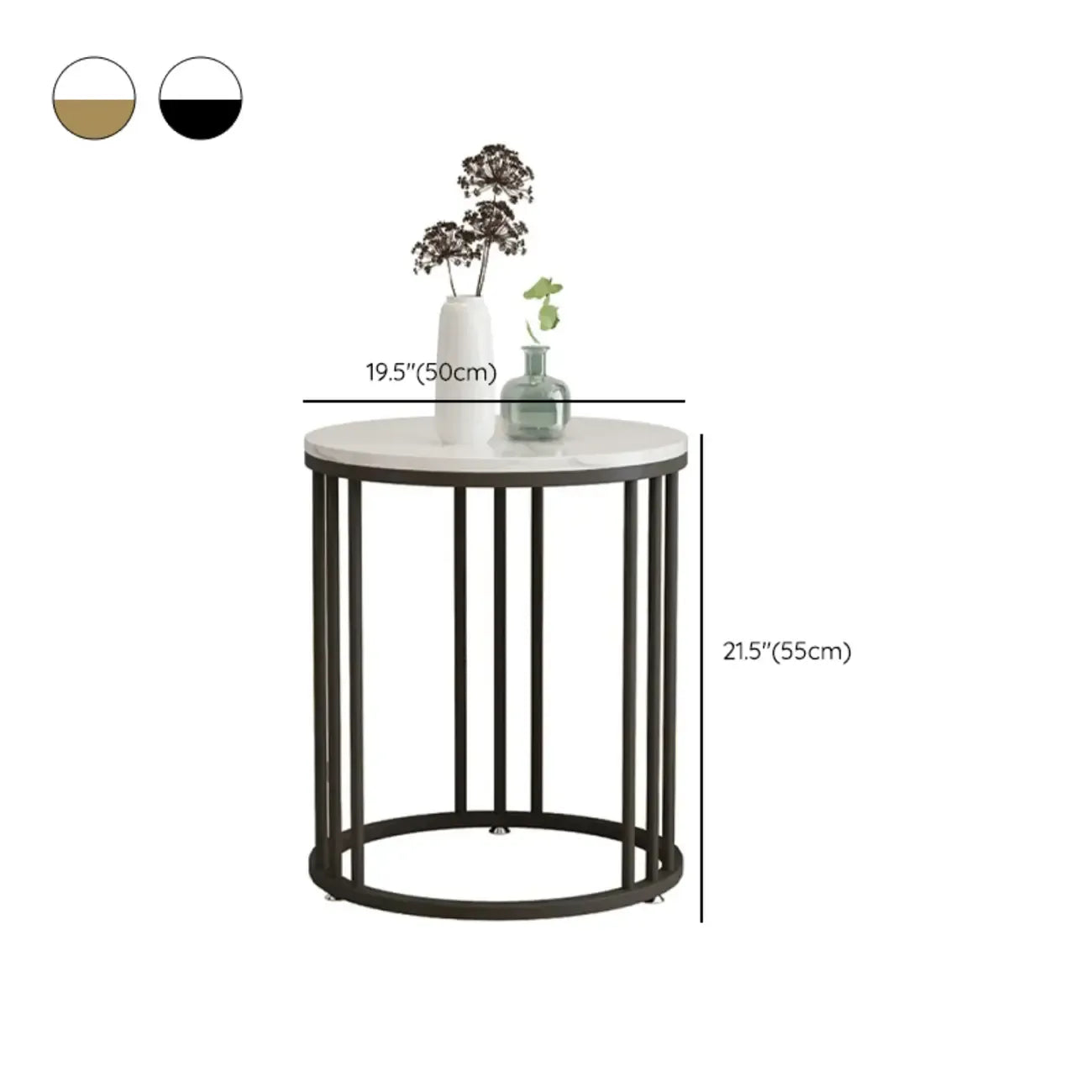 Modern Gold Metal Round 2 Tiers Side Table for Living Room