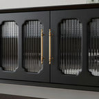 Elegant Black Wooden TV Stand with Drawers and Cabinets