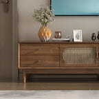 63 Brown Solid Wood TV Stand with 4-Drawers for Living Room