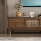 63 Brown Solid Wood TV Stand with 4-Drawers for Living Room