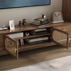63 Brown Solid Wood TV Stand with 4-Drawers for Living Room